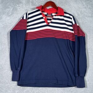 Vintage Canterbury Rugby Shirt Mens Medium Blue Stripe Long Sleeve*